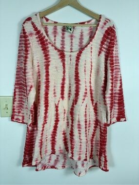 XCVI Sweater Top XL Tie Dye Knit Tunic 3/4 Sleeve